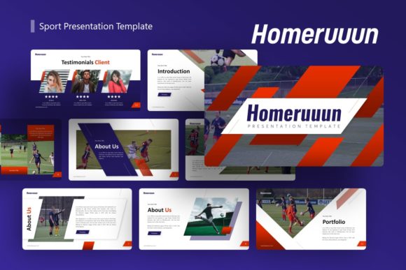 Homeruuun Sport Presentation: A Dynamic Template for Modern Branding